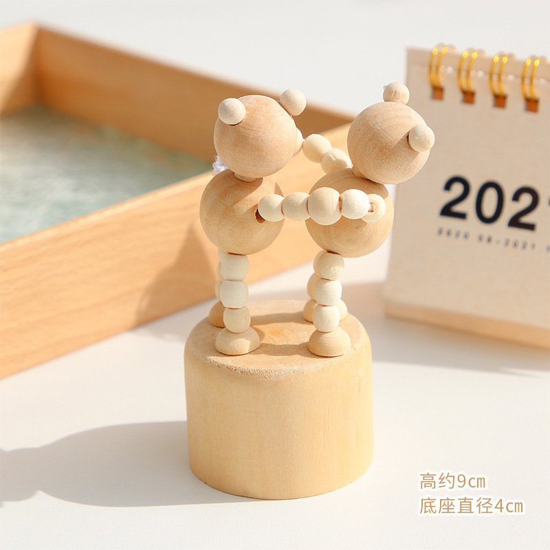 DIY handmade creative wooden puppets, movable wooden animals, wooden figures, desktop decorations, children's small toys, gifts