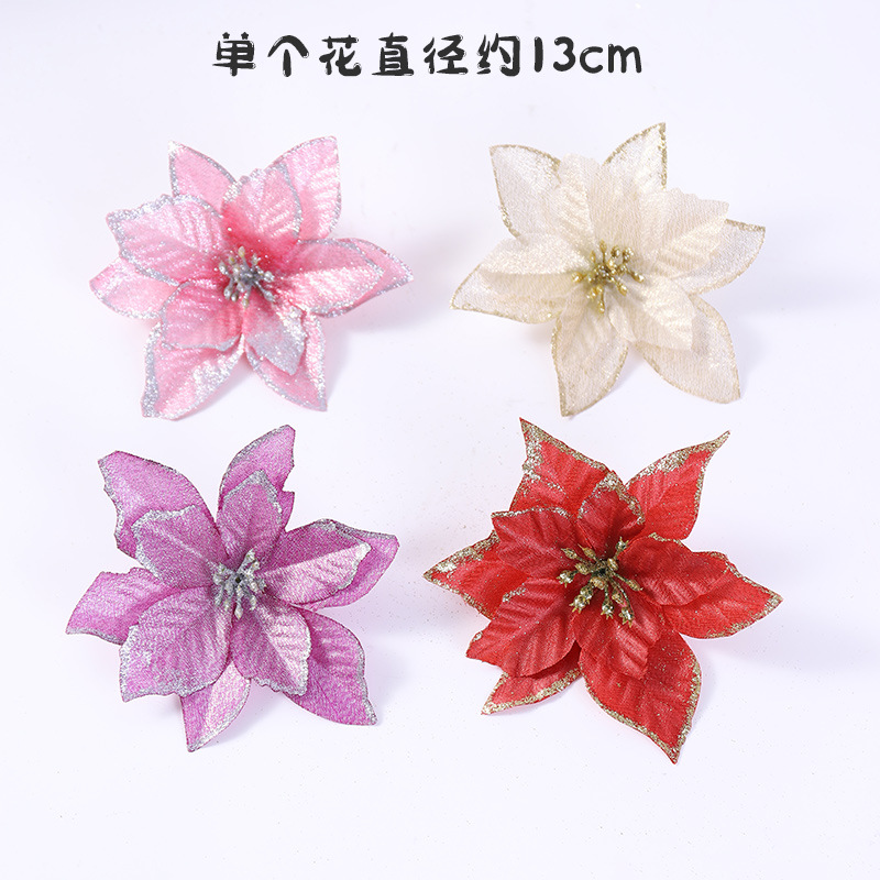 Explosión transfronteriza Flor artificial de Navidad Suministros de decoración de flores de Navidad Flor artificial Decoración de árbol de Navidad Flor 13cm