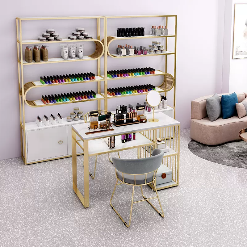 现代简约美甲桌椅套装大理石单人双人美甲台双层美甲桌子美容店桌