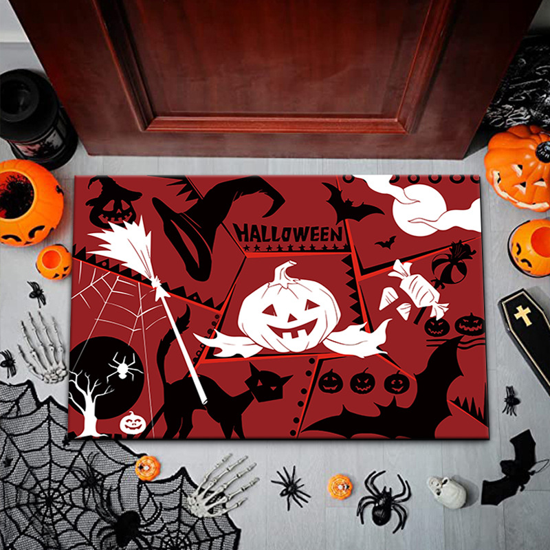 Fábrica transfronteriza alcantarilla cubierta de alcantarilla alfombra de payaso estera de la puerta de Halloween cráneo diseño fantasma cara estera del pie estera del baño