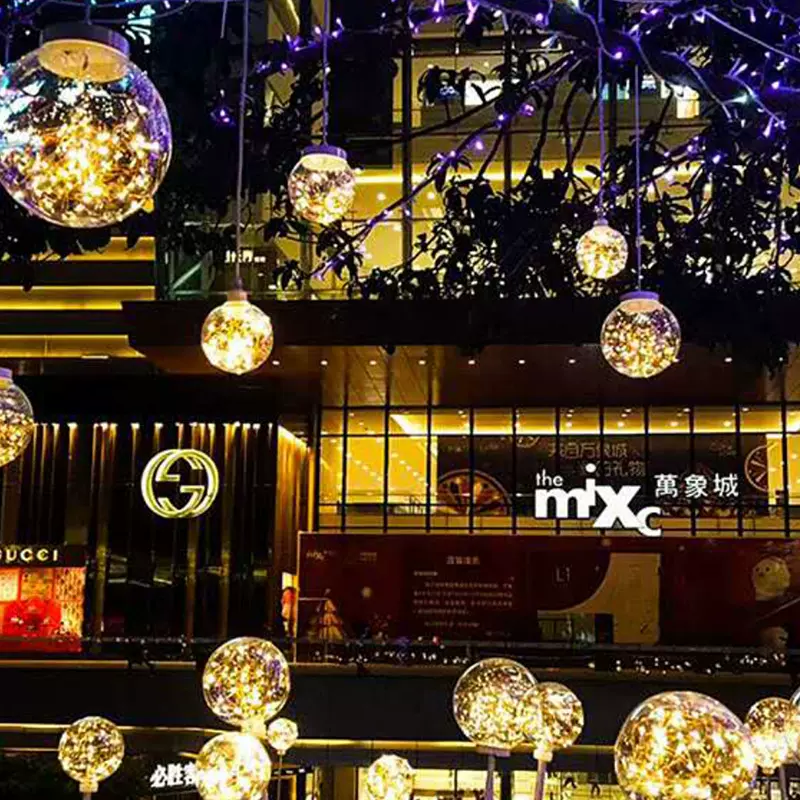 LED铜线圆球铜线灯光纤球插地灯夜景亮化挂树铜丝球形吊灯