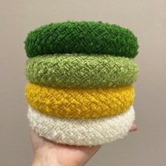 New BV Green Fleece Knit Sponge Headband 2023 Autumn/Winter High Crown Wide Edge Hair Pin for Women