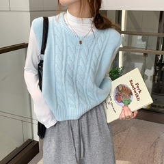 女性用ニットベスト、秋の新作、フレッシュ、ルーズ、レイジースタイル、ノースリーブ、レイヤード、アウターベスト