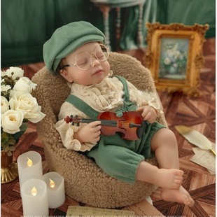 Newborn Full Moon Baby Baby Photo Clothes Clothing Monet Garden French Retro Gentleman Theme Photography Props