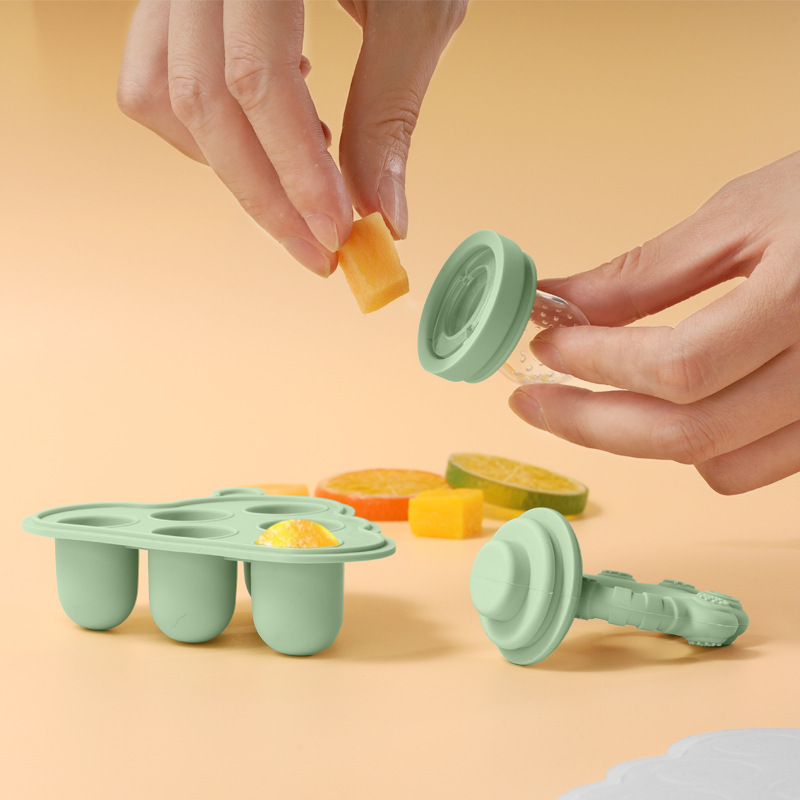Cross-Border Infant Fruit and Vegetable Chewing Set, Meat Puree Fruit Baby Food Supplement, Baby Chewing Ice Tray Set
