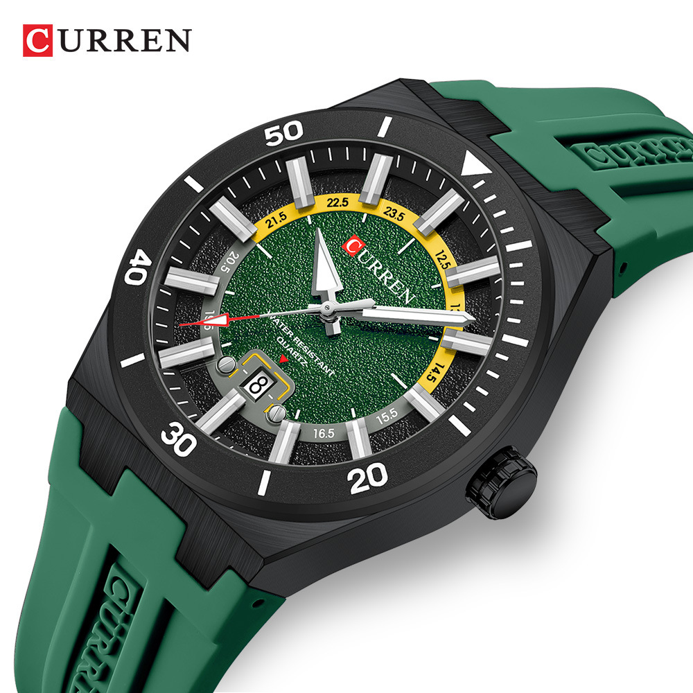 CURREN Reloj de pulsera para hombres CURREN 8491 moda deportivo cinta adhesiva calendario de cuarzo puntero reloj de pulsera image 5