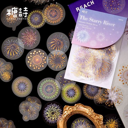 Sugar Poetry PET Sticker Pack Romantic Moment Series INS Bronzing Fireworks Handbook DIY Decorative Stickers 30 Pieces 6 Styles
