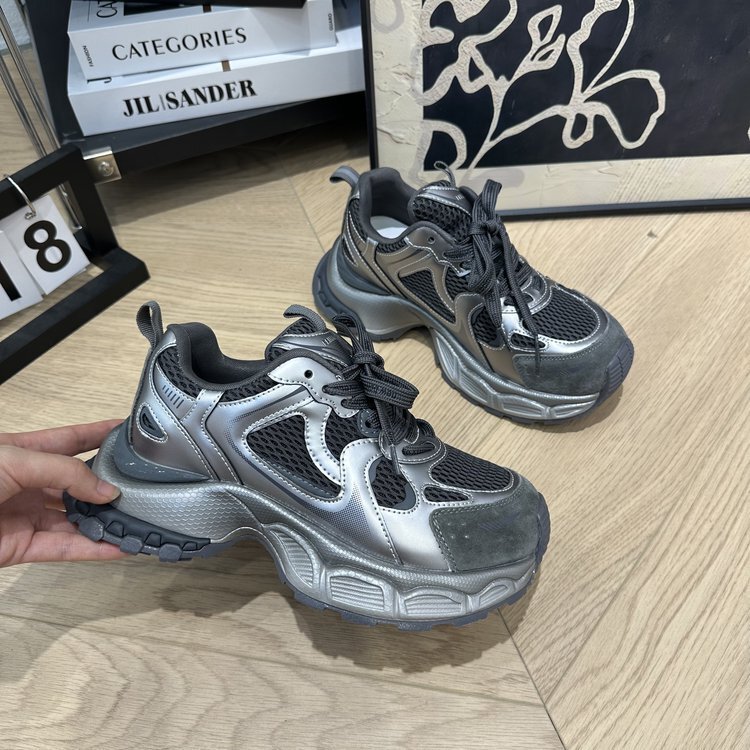 赵露丝同款厚底时尚老爹鞋女2025秋新款百搭休闲银灰色休闲运动鞋|undefined