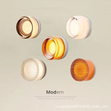 极简走廊过道床头壁灯圆形装饰背景墙灯现代阳台玄关楼梯LED壁灯