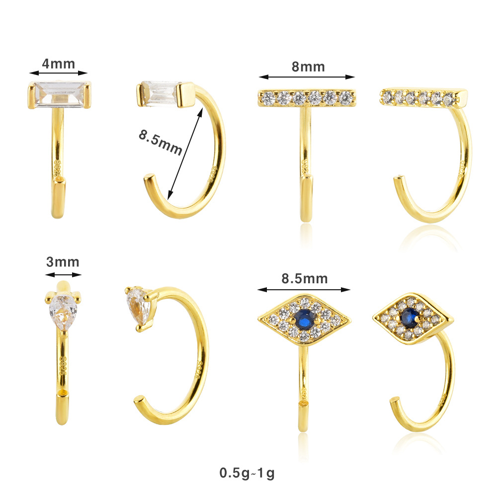 2g Weight 0.05µm-0.08µm Gold Plating Thickness 1 Pair 925 Sterling Silver Zircon Geometric Earrings