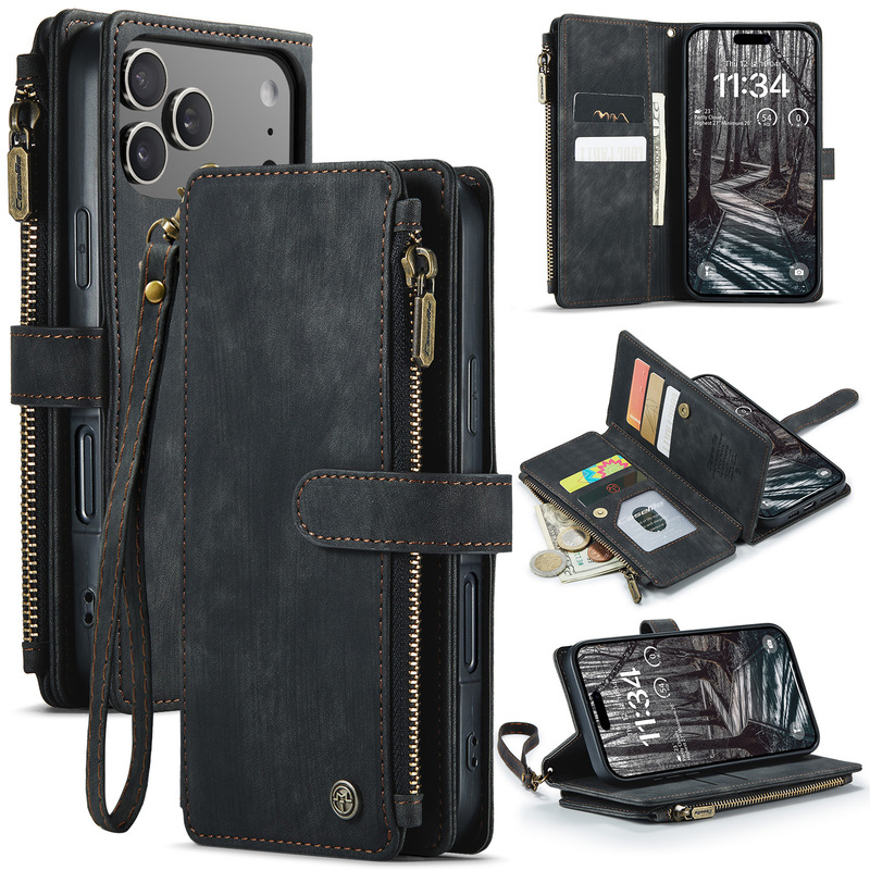 Suitable for New Iphone17Air Mobile Phone Leather Case Samsung A17 Card Mobile Phone Case S24 Flip Protective Cover