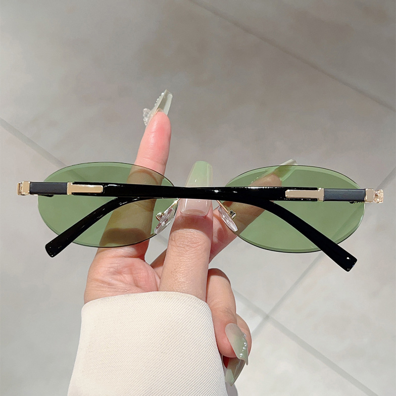 Ovale Rahmenlose Sonnenbrille Für Damen Modisches Trend Accessoire_voghion.com