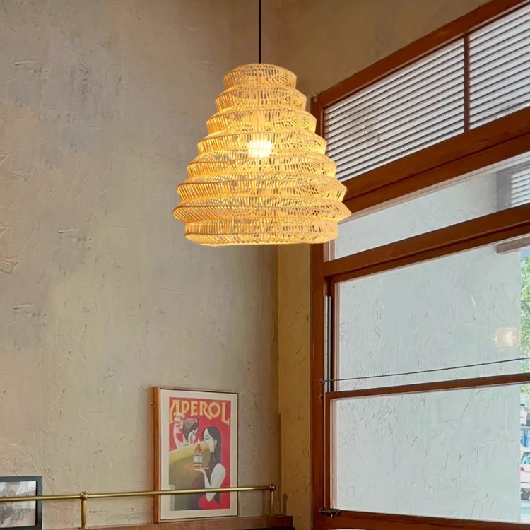 Viento de caña silencioso sala de estar dormitorio comedor residencial lámpara de caña artesanal tejida a mano personalidad creativa bar de mesa de comedor candelabro