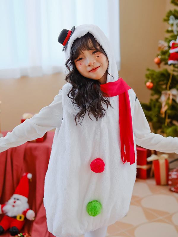 欧米のクロスボーダーの女の子のクリスマスの子供の服装のクリスマスの雪だるまの服装の雪の人形の雪のボールの赤ちゃんの演出服|undefined