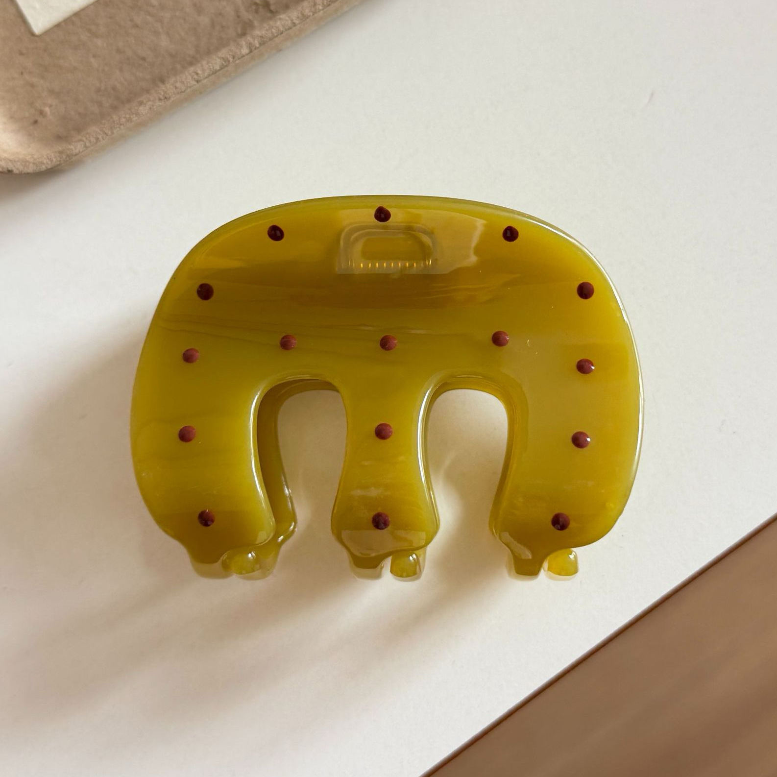 Polka dot m style mustard yellow
