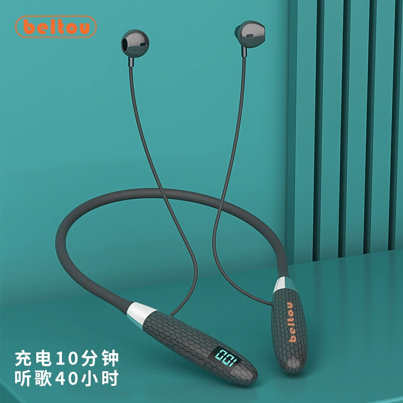 New neck-hanging blue Bud headset ultra-long endurance large power sports noise reduction suitable for Apple Huawei Bluetooth headset