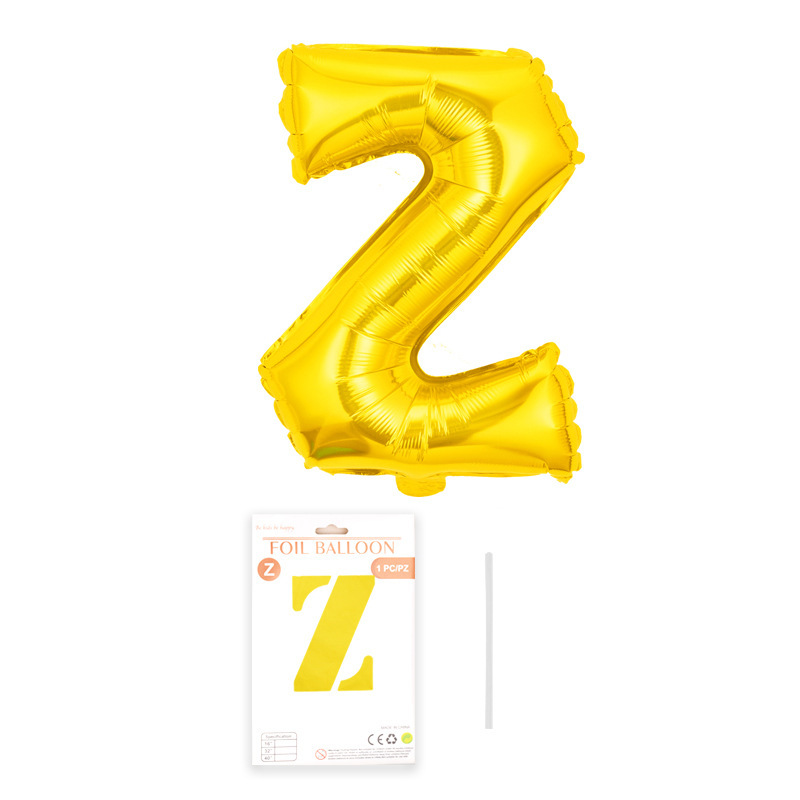 16 pulgadas alfabeto inglés tarjeta de papel independiente embalaje película de aluminio globo decoración de fiesta de cumpleaños diseño papel de aluminio globo al por mayor