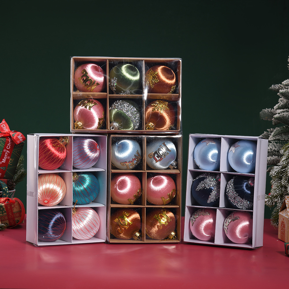 Explosiones transfronterizas de Navidad 6 bolas de color en caja de árbol de Navidad colgante creativo diseño de bolas colgantes