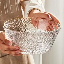 轻奢风透明玻璃碗家用大号沙拉碗水果碗网红高颜值水果盘大碗餐具