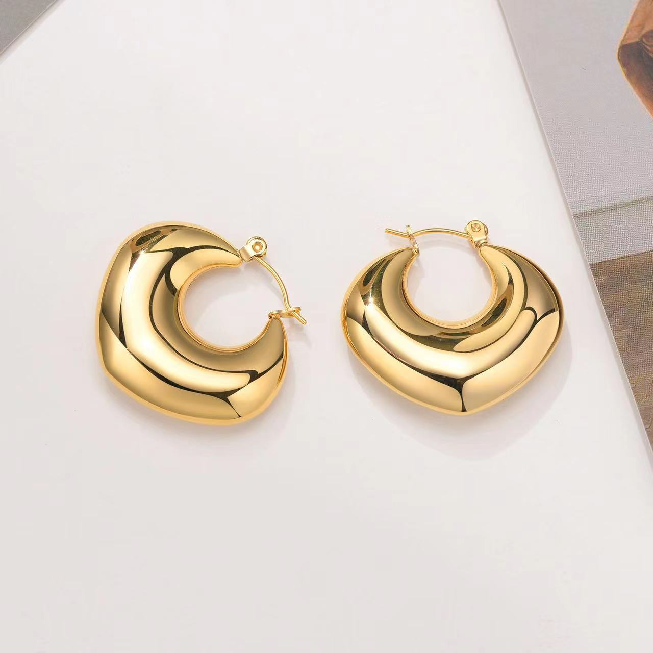 7g Weight Hoop Earrings Classification 1 Pair Quantity 1 Pair Original Design Solid Color Spiral Stripe Plating Titanium Steel Hoop Earrings