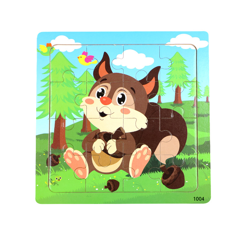 16 piezas de puzzle de madera para niños animales dinosaurios dibujos animados puzzle plano de madera para bebés de educación temprana juguetes de inteligencia image 9