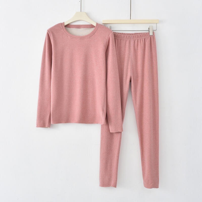 Women's Thermal Underwear Set with Fleece Lining, Thickened for Warmth, Silk Inner Layer, Base Layer Top and Bottom for Autumn and Winter