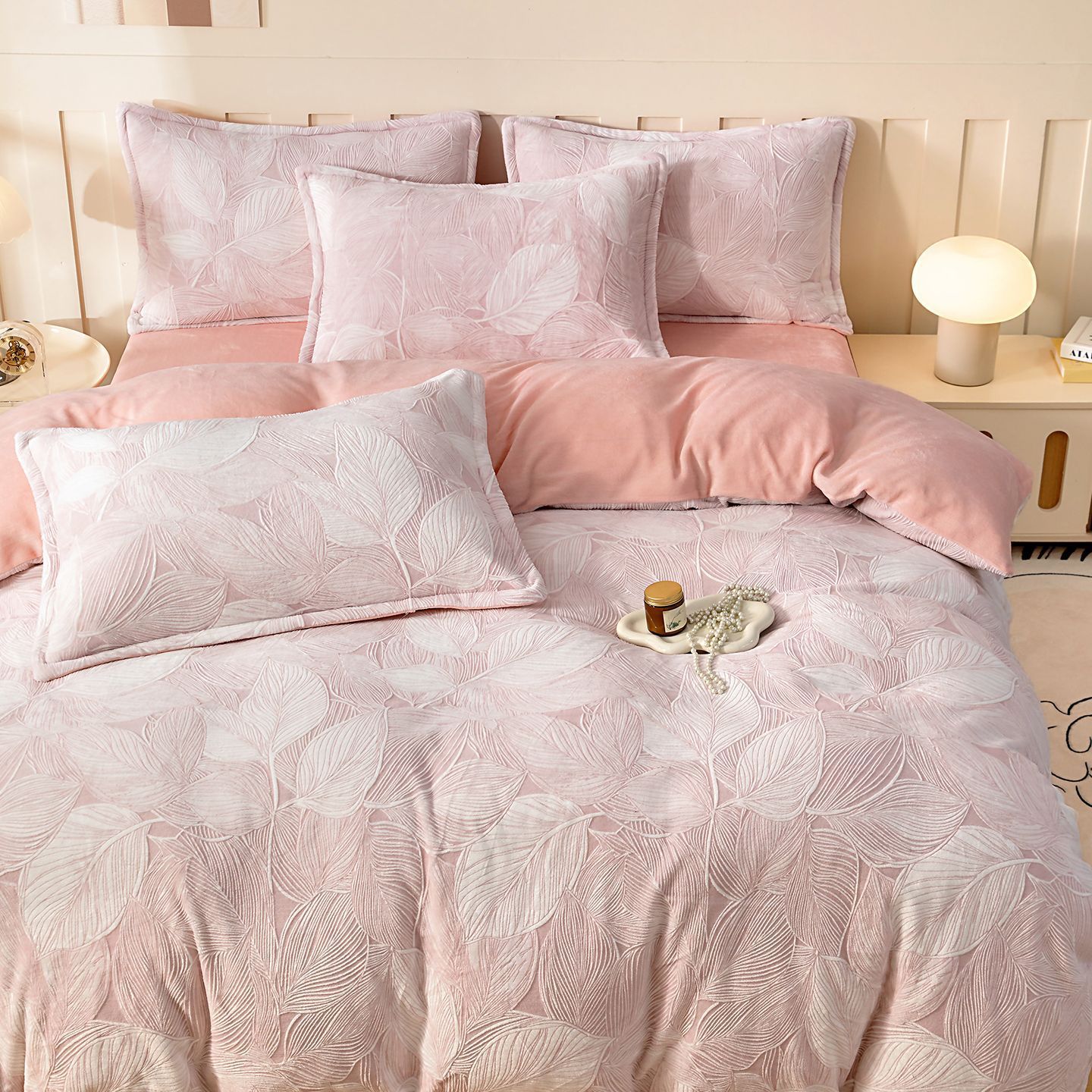 Invierno con ropa de cama de lana de cuatro piezas, ropa de cama de lana de leche gruesa, ropa de cama de lana de coral, ropa de cama de lana de invierno de tres piezas