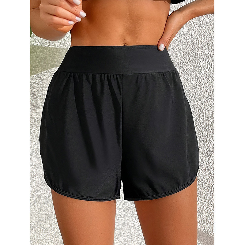 2026 European and American Style Double-Layered Flat-Angle Beach Shorts for Women, Sun-Protective, Conservative, New Surfing Swim Shorts, Sports Bikini Shorts