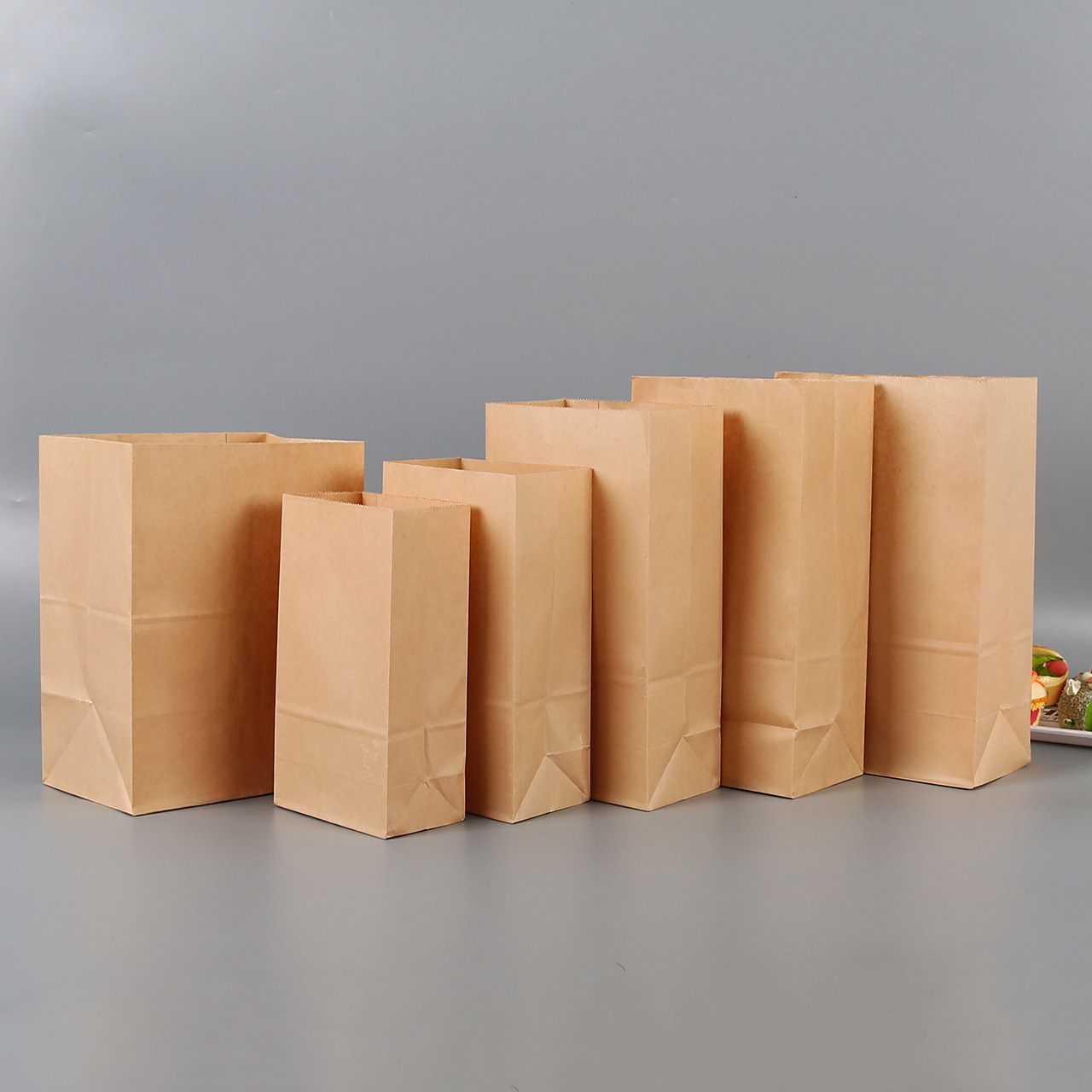 通用批发方底食品纸袋 外卖打包方底纸袋 防油牛皮方底纸袋