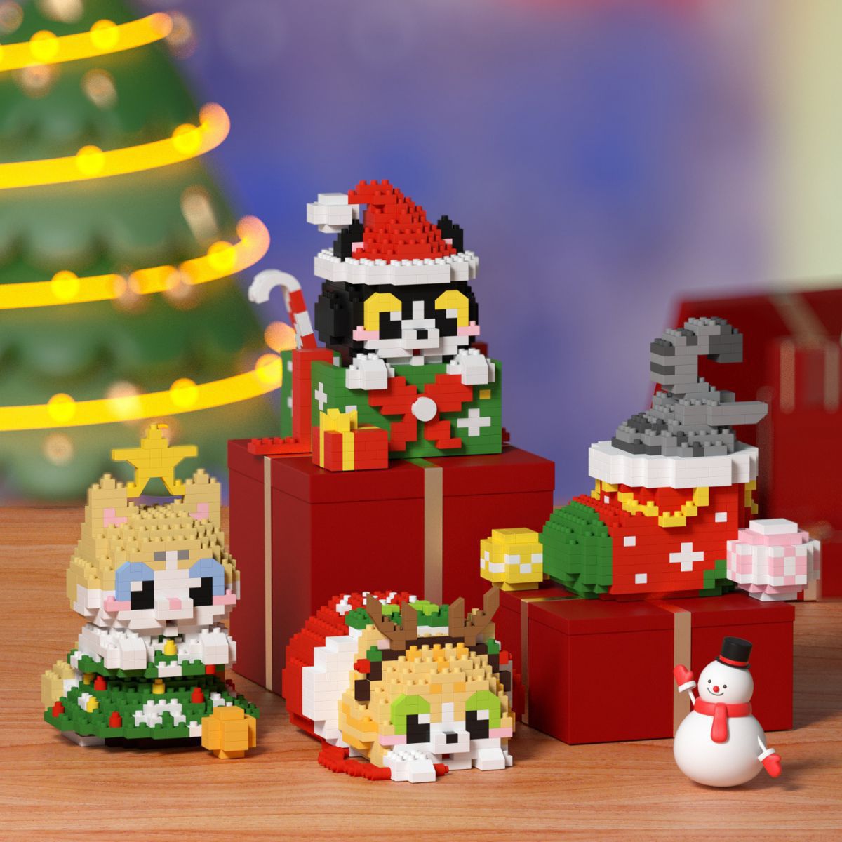 Juguetes para niños, bloques de construcción en línea, juguetes de Navidad, regalos, juguetes de Navidad, decoración, puzzle, ensamblaje