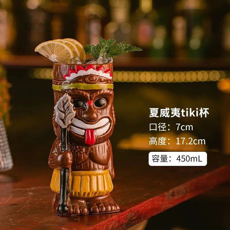 Estilo extraño Hawaiian Tiki Cup Tiki Cup Cocktail Glass Glass Ceramic Frosted Glass Drinking Glass Ideas