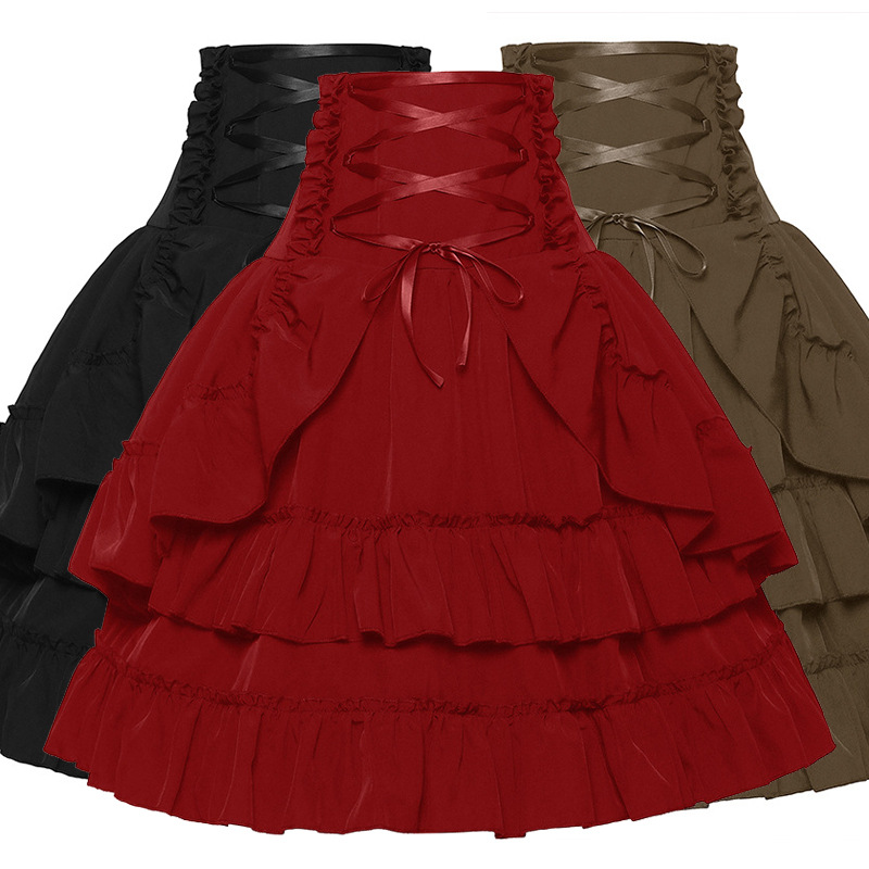 亞馬遜歐美維多利亞時代女裙文藝復興雙層高腰復古女裙萬聖節服裝
