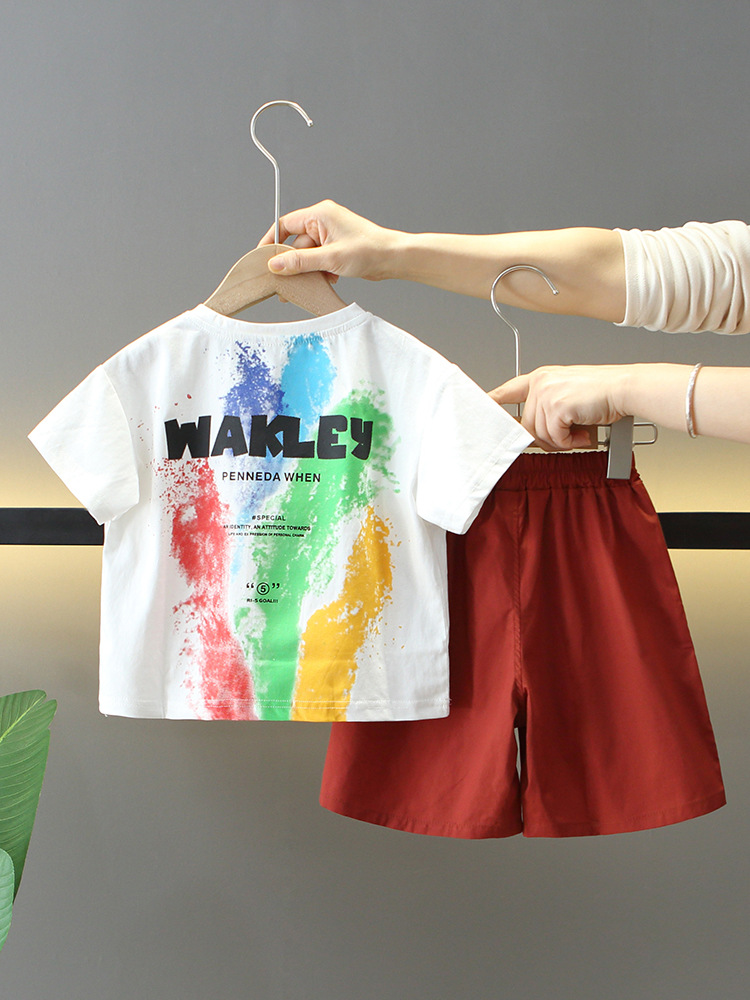 Conjunto de Verano para Niños 7854, Nuevo Modelo 2026, Moderno y Elegante, Conjunto de Dos Piezas de Manga Corta, Ropa de Verano para Bebés a la Moda
