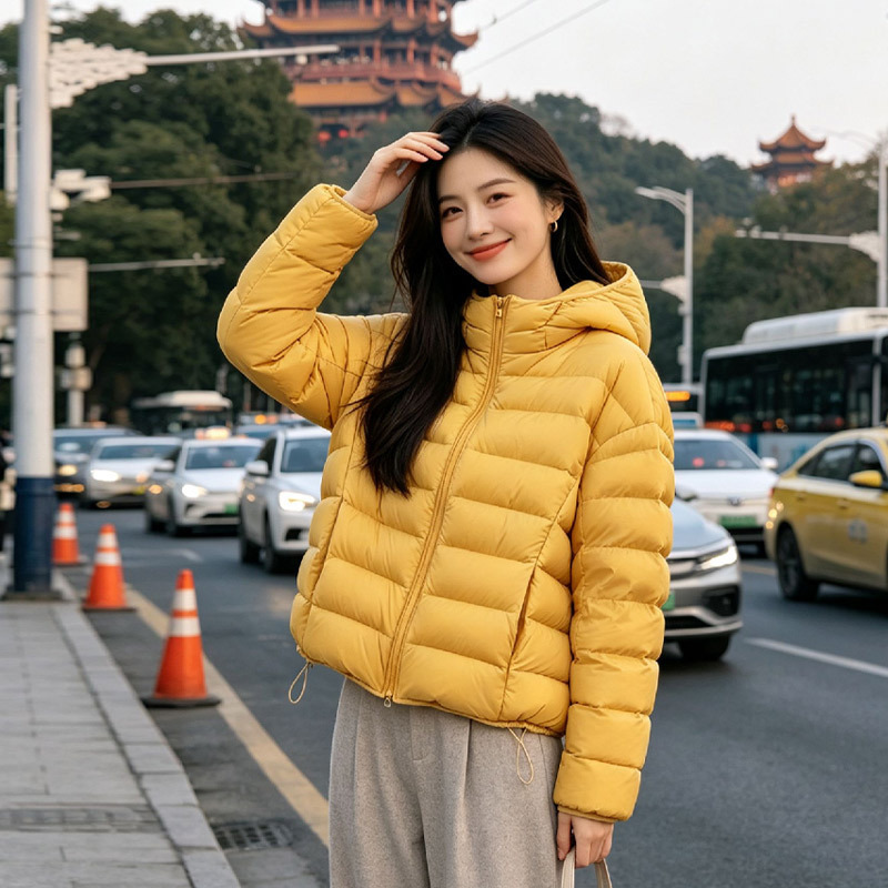 Short down Jacket for Women, New Style Turtle Back Ribbed Design, Women's Winter Clothing, Duck Down, Flat Hem, Korean Style, Loose Fit, Plus Size Hd
