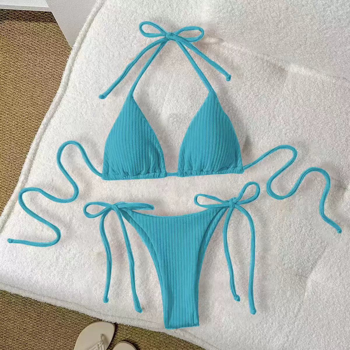 欧美新款泳衣女性感紧身露背三点式比基尼沙滩跨境外贸分体泳衣女