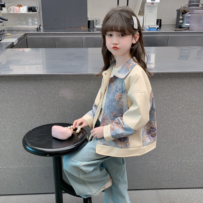 女童外套2025新款春装儿童汉服洋气中式国风皮衣夹克春秋女孩上衣|undefined