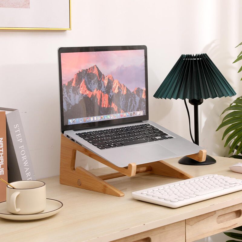 Bamboo laptop stand, desktop computer riser, simple laptop stand, solid wood cooling rack