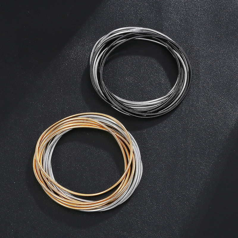 Classic Guitar String Bracelet Jewelry Men's and Women's Metal Stainless Steel Waterproof Color-Retractable Spring Bracelet