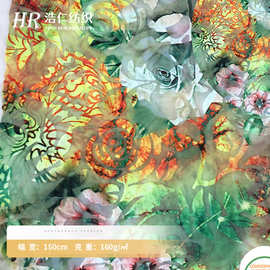 厂家职工多色现货印花绒布布料花朵烂花针织面料服装批发