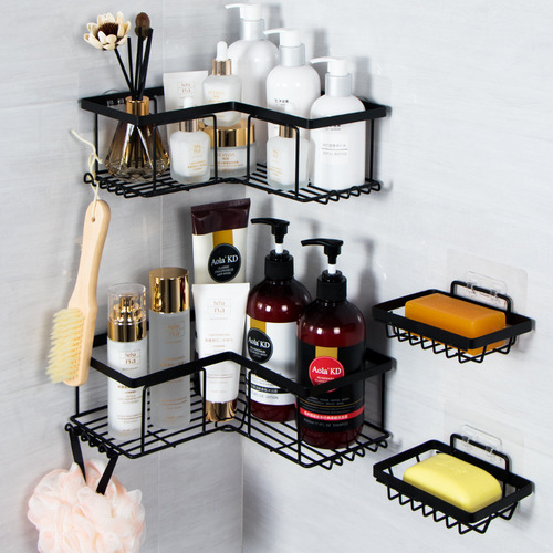 Cross-border bathroom triangle shelf bathroom corner rack corner wall mount shelf iron triangle stand