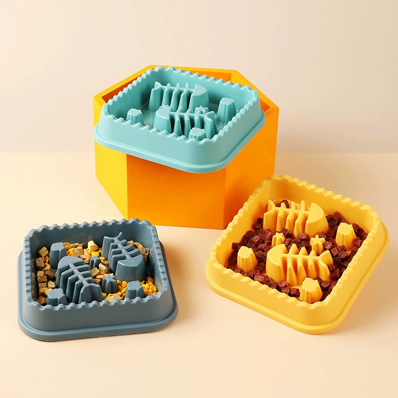 Рыбные кости Домашние животные Медленные миски Кошки и собаки Универсальные миски для кормления Малые и средние собаки