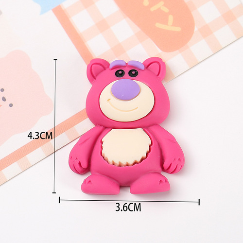 Creative cute strawberry bear diy cream glue phone case accessories m bean bear strawberry resin accessories