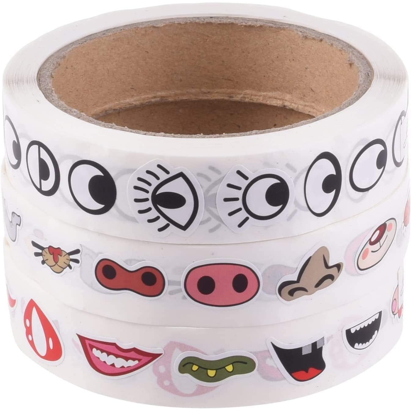 定 制卡通眼鼻口彩色贴纸DIY装饰创意彩色不干胶眼睛贴纸