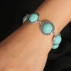 Design ethnic turquoise silver bracelet natural stone, accessory, European style, boho style, ethnic style, wholesale