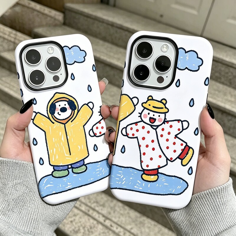 Raincoat Couple Cat and Dog Design Suitable for Apple 17 Pro Max Phone Case Film Two-In-One Xiaomi Huawei Vivo Raincoat Couple Cat and Dog Design Suitable for Apple 17 Pro Max Phone Case Film Two-In-One Xiaomi Huawei Vivo