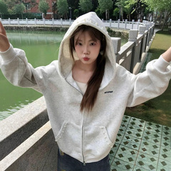 美式潮牌钉珠刺绣连帽卫衣男女秋季新款情侣百搭宽松开衫休闲外套
