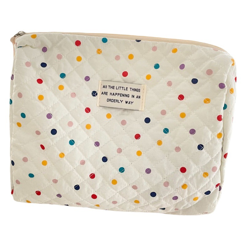 Colorido lunares bolsa de cosméticos bolsa de almacenamiento de algodón estudiante femenino Portátil Bolsa de embrague de gran capacidad bolsa de viaje acolchada
