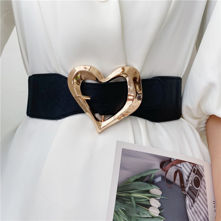 Korean Version Of Heart-shaped Buckle Elastic Girdle Women's Belt Wholesale display picture 2