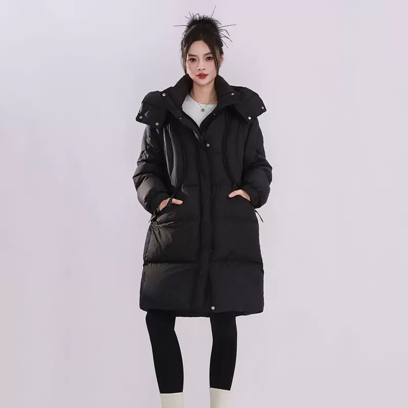 新款加厚中长款羽绒服女冬季女式连帽宽松保暖冬装小个子外套防寒