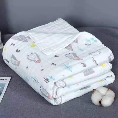 六層紗布高密浴巾兒童被子鎖邊工藝花型多110*110